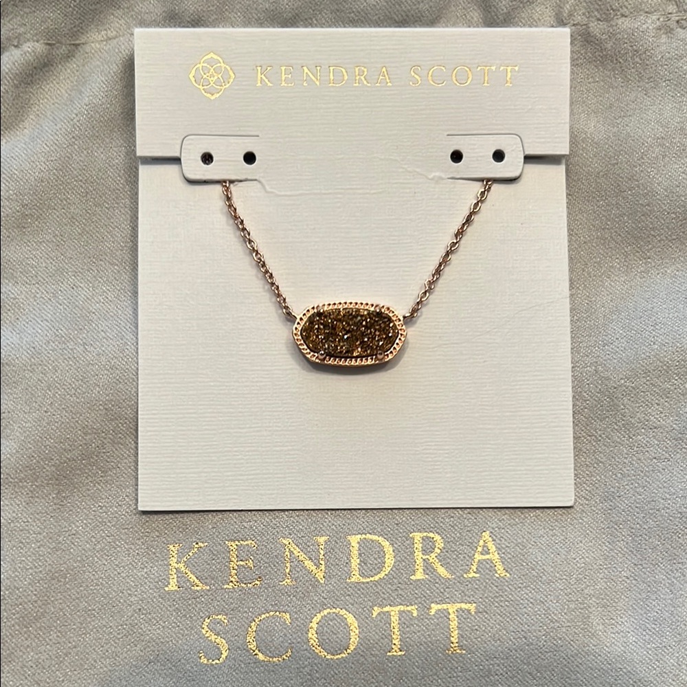 Kendra Scott Elisa Rose Gold Necklace Rose Gold Drusy